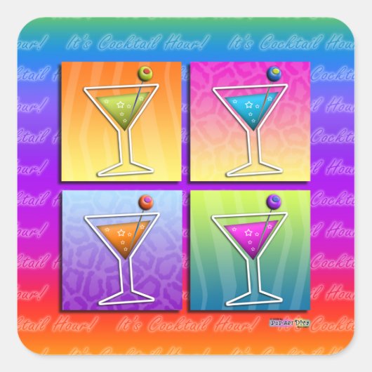 ポップアート MARTINIS ステッカー (スクエア) (正面)