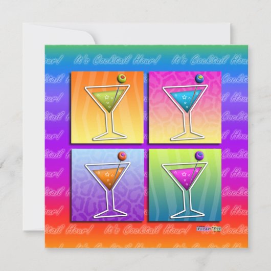 ポップアート MARTINIS パーティー招待状 (角) 招待状 (正面)
