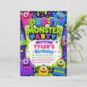 ポップイットのかわいいモンスター 誕生日パーティー 招待状 (スタンド正面)