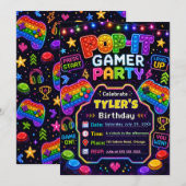 ポップイットゲーマーパーティー 誕生日パーティー 招待状 (正面/裏面)