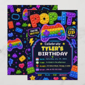 ポップイットゲーマーパーティー 誕生日パーティー 招待状 (正面/裏面)