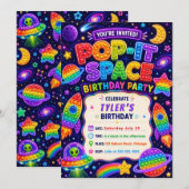 ポップイット宇宙誕生日パーティー 招待状 (正面/裏面)