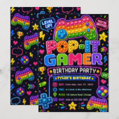 ポップイット ゲーマーパーティー 誕生日パーティー 招待状 (正面/裏面)