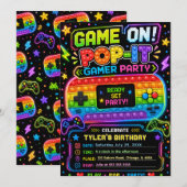 ポップイット ゲーマー パーティー 誕生日パーティー 招待状 (正面/裏面)