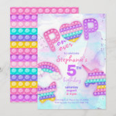 ポップイット フィジェットトイ ユニコーン レインボー 誕生日 招待状 (正面/裏面)