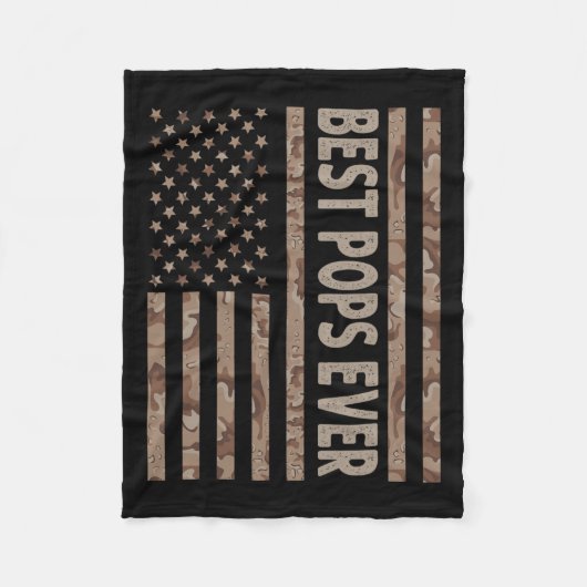 ポップエバーアメリカ国旗おもしろいおじいちゃん父39s フリースブランケット (正面)