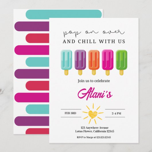 ポップオンオーバー 招待状 (正面/裏面)