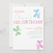 ポップオンオーバー 6歳の誕生日バルーン招待状 招待状 (正面)