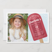 ポップオーバー | アイスポッキーの夏の子供の誕生日パーティー 招待状 (正面)