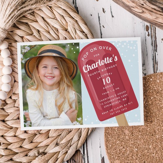 ポップオーバー | アイスポッキーの夏の子供の誕生日パーティー 招待状