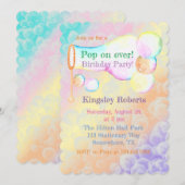 ポップオーバー バブルズ キッズ バースデーパーティー 招待状 (正面/裏面)