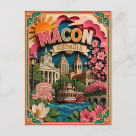 ポップカット・ステイツ・メイコン・ジョージア・ペーパーアート ポストカード
