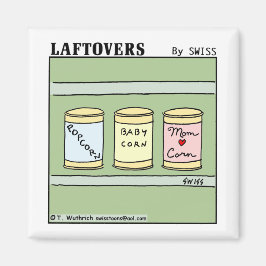 ポップコおもしろいーンベビーコーンママ家族の漫画アート マグネット