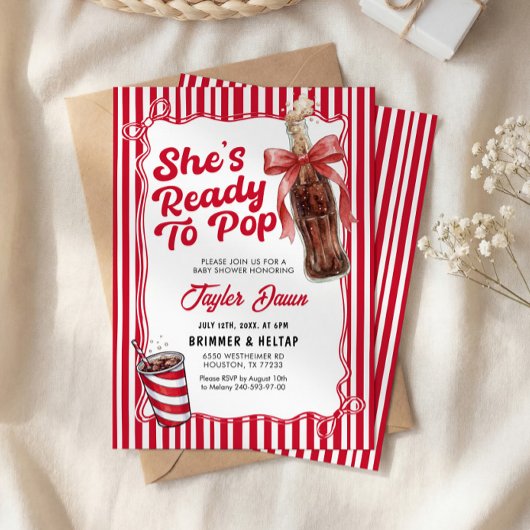 ポップコーラボトルベイビーシャワー 招待状