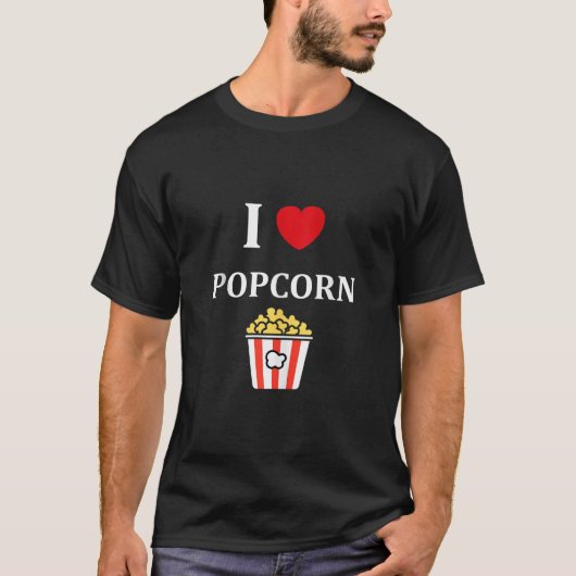 ポップコーンおもしろいが大好きなカワイフード Tシャツ (正面)
