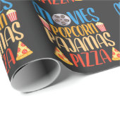 ポップコーンおもしろい映画とピザ映画のフードナイト ラッピングペーパー (ロールコーナー)