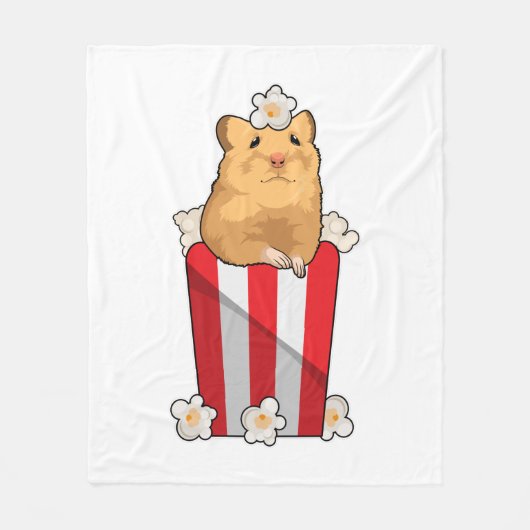 ポップコーンでハムスター フリースブランケット (正面)
