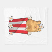 ポップコーンでハムスター フリースブランケット (正面(横))