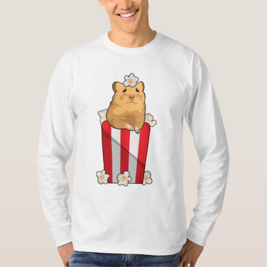 ポップコーンでハムスター Tシャツ (正面)