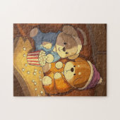 ポップコーンで子犬を描く漫画の犬 ジグソーパズル (横)