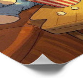 ポップコーンで子犬を描く漫画の犬 ポスター (角)