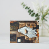 ポップコーンとハロウィーン幽霊テレビを見る 案内ポストカード (スタンド正面)