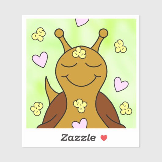 ポップコーンとハートの可愛いカタツムリ | ビニル シール (シート)