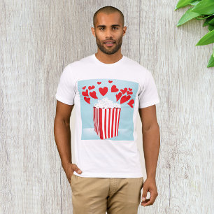 ポップコーンとハートの映画デート・ナイト Tシャツ