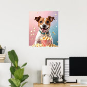 ポップコーンと可愛いジャック・ラッセル・テリア ポスター (ホームオフィス)