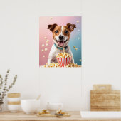 ポップコーンと可愛いジャック・ラッセル・テリア ポスター (キッチン)