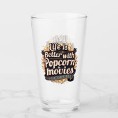 ポップコーンと映画で人生が良いレトロデザイン タンブラーグラス (正面)