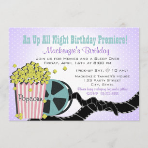 ポップコーンと映画のスリップパープル 招待状