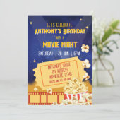 ポップコーンと映画の夜の誕生日 招待状 (スタンド正面)