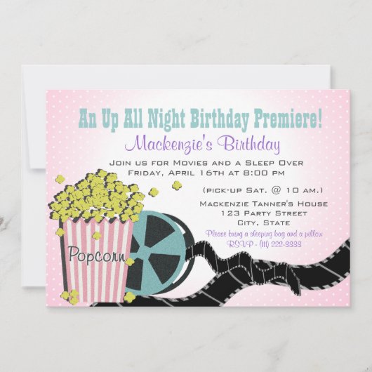 ポップコーンと映画の夢想家 招待状 (正面)