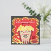 ポップコーンと映画の誕生日パーティーへの招待 招待状 (スタンド正面)