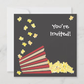 ポップコーンと映画の誕生日パーティーへの招待 招待状 (裏面)