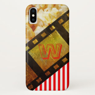 ポップコーンと映画リールフィルム赤ストライプの白 iPhone X ケース