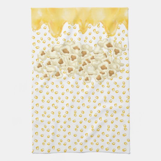 ポップコーンと溶かしたバター キッチンタオル (縦)