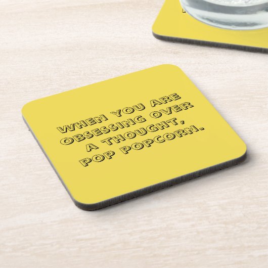 ポップコーンについての引用文の6つのコースターのセット! コースター (左側)