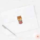 ポップコーンのコーンとハムスター スクエアシール (封筒)