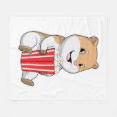 ポップコーンのコーンとハムスター フリースブランケット (正面(横))