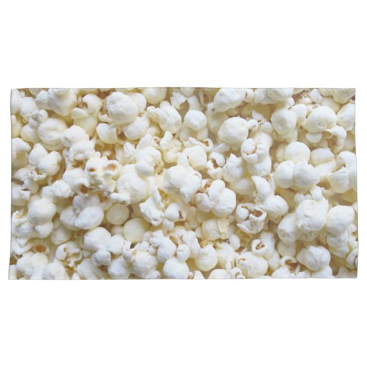 ポップコーンのテクスチャ写真とレトロなストライプ 枕カバー (正面右)