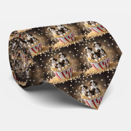 ポップコーンの中のクワッド キャバリア スパニエル子犬 ネクタイ