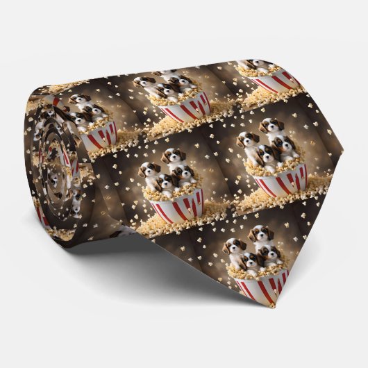ポップコーンの中のクワッド キャバリア スパニエル子犬 ネクタイ (ロール)