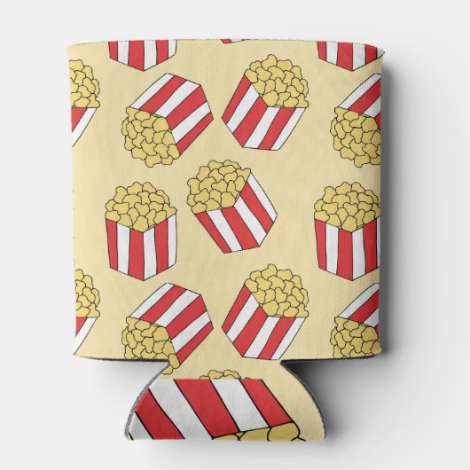 ポップコーンの手描き、カラフルのシームレスなパターン。 缶クーラー (裏面)