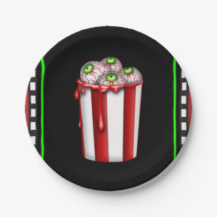 ポップコーンの眼球のハロウィンの恐怖夜パーティー ペーパープレート