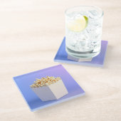 ポップコーンを白いタブに ガラスコースター (アングル)