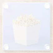 ポップコーンを白いタブに ガラスコースター (裏面)