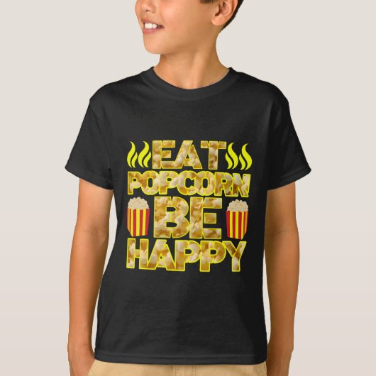 ポップコーンを食べて幸せに Tシャツ (正面)