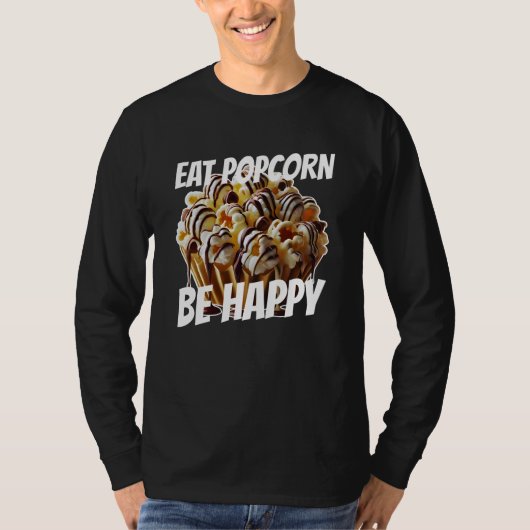 ポップコーンを食べて幸せに Tシャツ (正面)